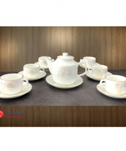 Bộ ấm trà viền vàng