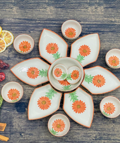 Bộ bát đĩa in hoa